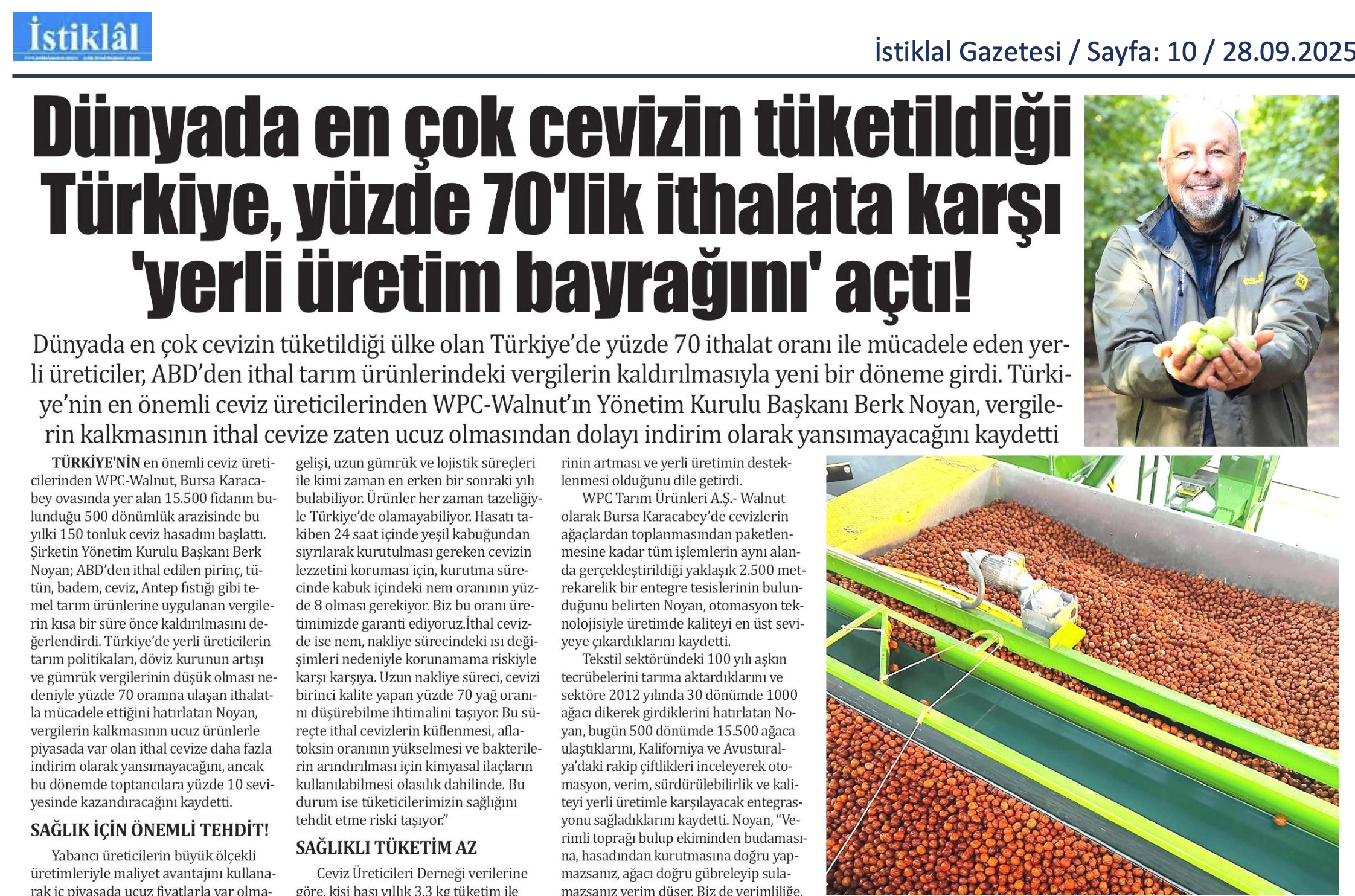 İstiklal-Dünyada en çok cevizin tüketildiği Türkiye!